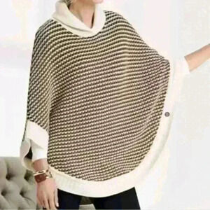 Talbots Lambswool Blend Cowl Neck Oversized Poncho Sweater Size XS